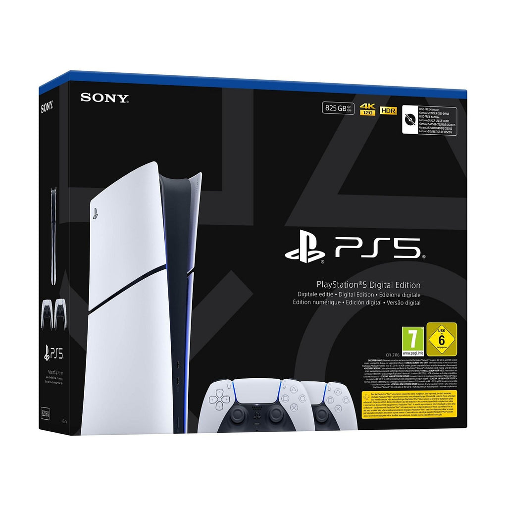 PlayStation 5 Digital Edition Slim E Chassis 825GB + 2 DualSense White